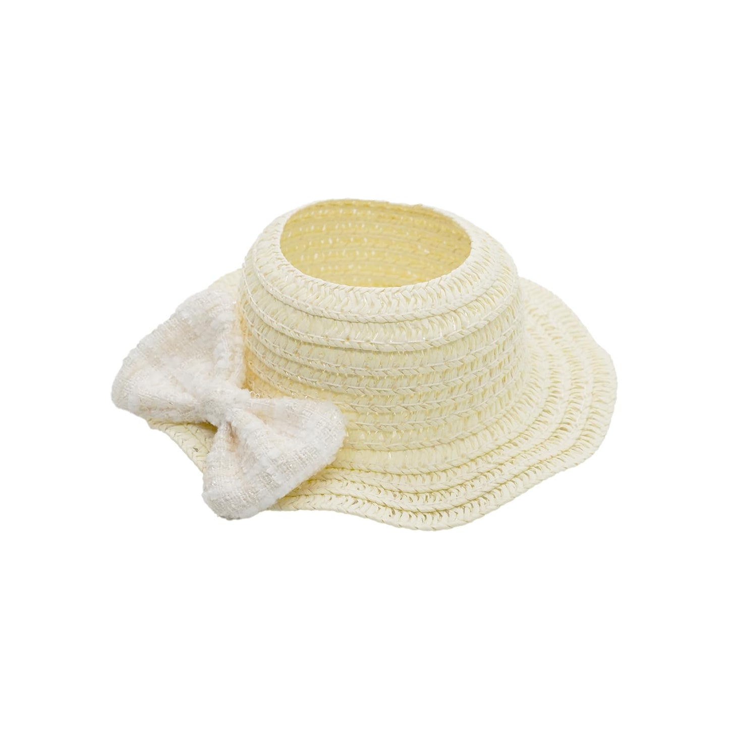 Doll Clothes for 17cm Dolls  enhanced Handmade Fashion Clothes 3 Piece Set Including a Weaving Hat  Clothes and Bow with High-End Dolls Accessories for Play & Display - Pure White (No Doll No Logo)