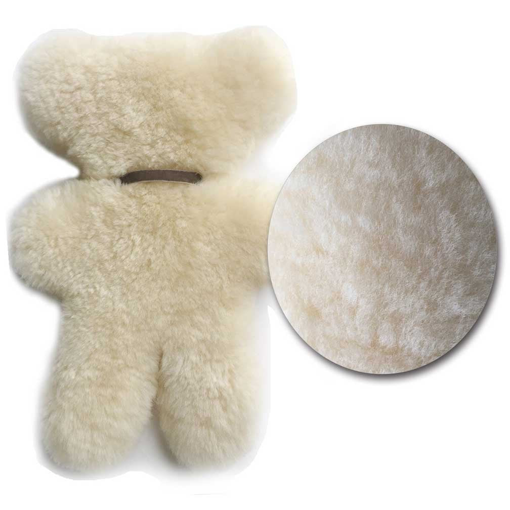 funlife 100% Australian Soft Lambskin Flat Teddy Bear for Baby Birthday Gift,Natural Snuggle Bear for Infant,Cream
