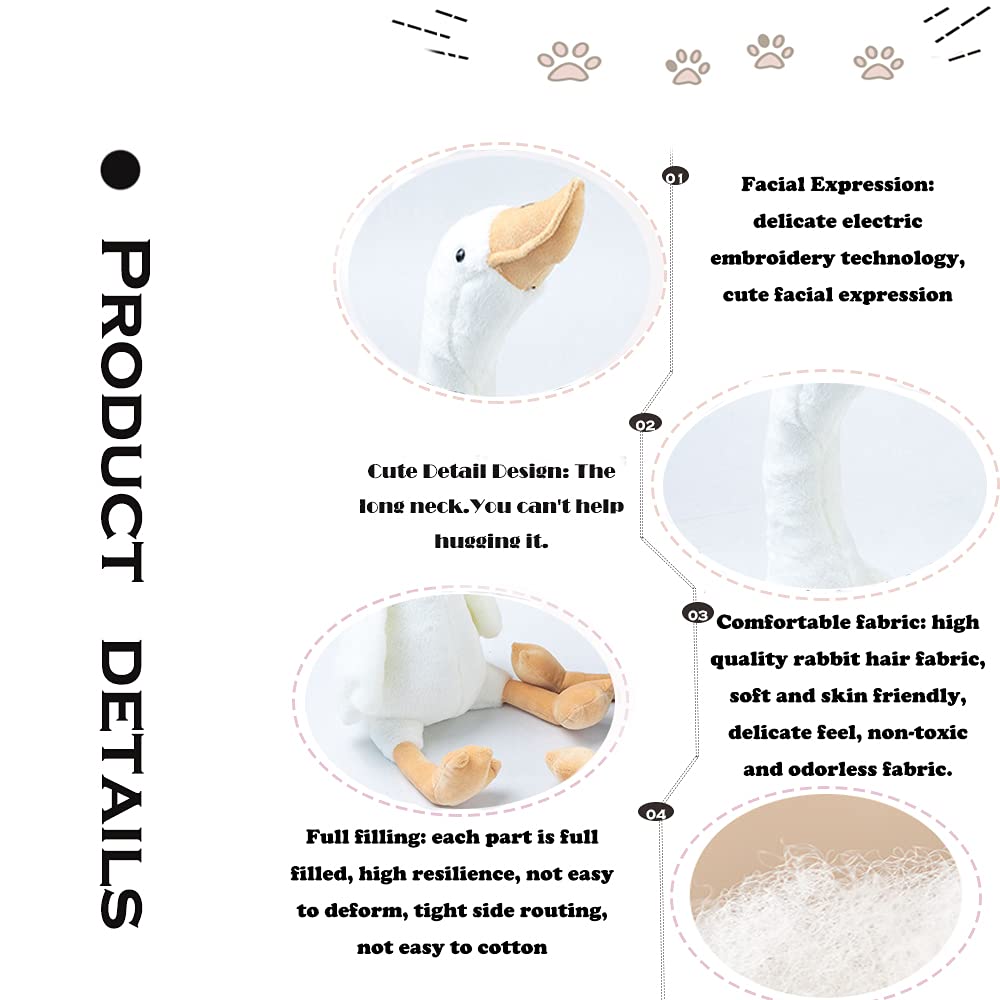 CHELEI2019 19.7'' Goose Stuffed Animal Plush Toy,White Swan Stuffed Animal Toy Gifts for Kids