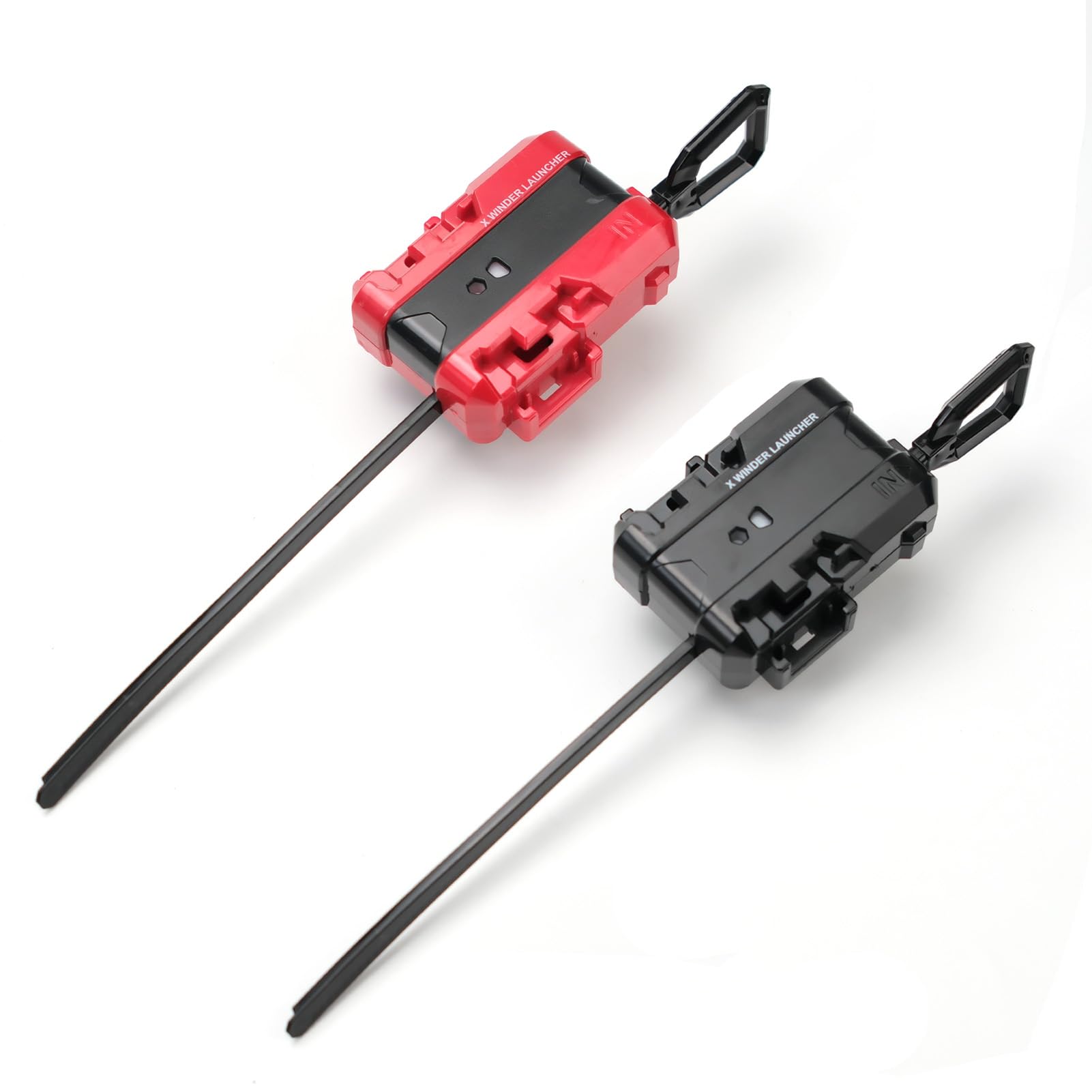 AIBREAY 2 Pack Bey X Winder Launcher  cutting edge X Gyro Launcher Set for Players Battles  Work with Right Spinning Tops (Red + Black)