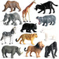 12 Pcs Realistic Small Wild Animal Figures, Plastic Safari Animal Figurines Educational Science Project Model Playset With Tiger Lion Giraffe Orangutan Zebra Bear Buffalo Elephant Rhinoceros Hippo