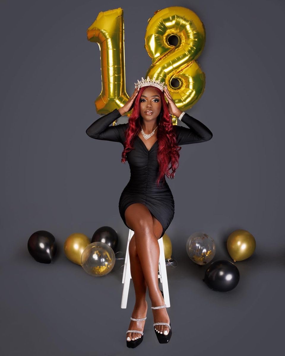 18 Balloon Number, Gold Number 18Th Birthday Balloons 40 Inch, 18 Years Old Gold Birthday Decorations For Boys Girls, 18Th Anniv