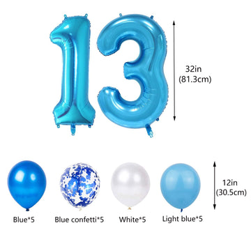 13Th Birthday Decorations Blue For Boys, Omg Ur A Teenager Happy 13Th Birthday Banner Blue Number 13 Star Foil Balloons With Blu