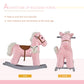 Qaba Kids Plush Ride-On Rocking Horse With Bear Toy, Children Chair With Soft Plush Toy & Fun Realistic Sounds, Pink