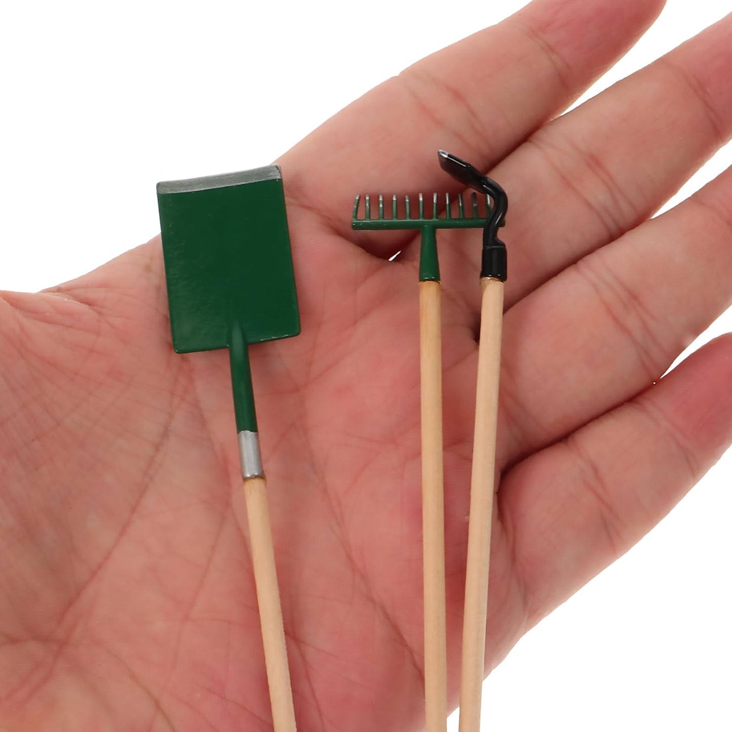 Supvox 3Pcs Miniature Garden Tools 1:12 Mini Garden Rake Zen Shovel Model Early Educational For Children Kids
