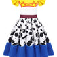 Sukyfecde Jessie Dress Up Girls Kids Birthday Outfit Toddler Halloween Costume Role Play Princess Dresses Cowgirl Clothes 5-6 Ye