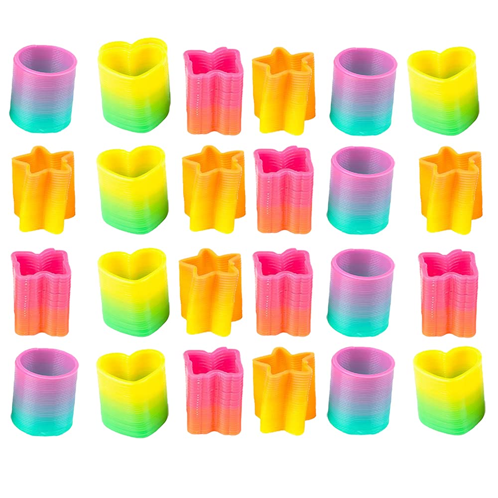 The Dreidel Company Rainbow Coil Spring Assortment, Heart, Star, Butterfly, Circle Shaped Coils, Party Favor For Kids, 1.4' (35Mm) (24-Pack)