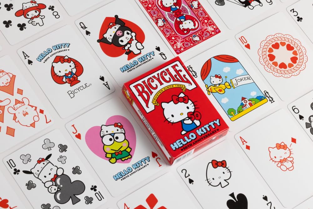 Bicycle Hello Kitty Playing Cards, Limited Edition Hello Kitty 50Th Anniversary, 1 Deck