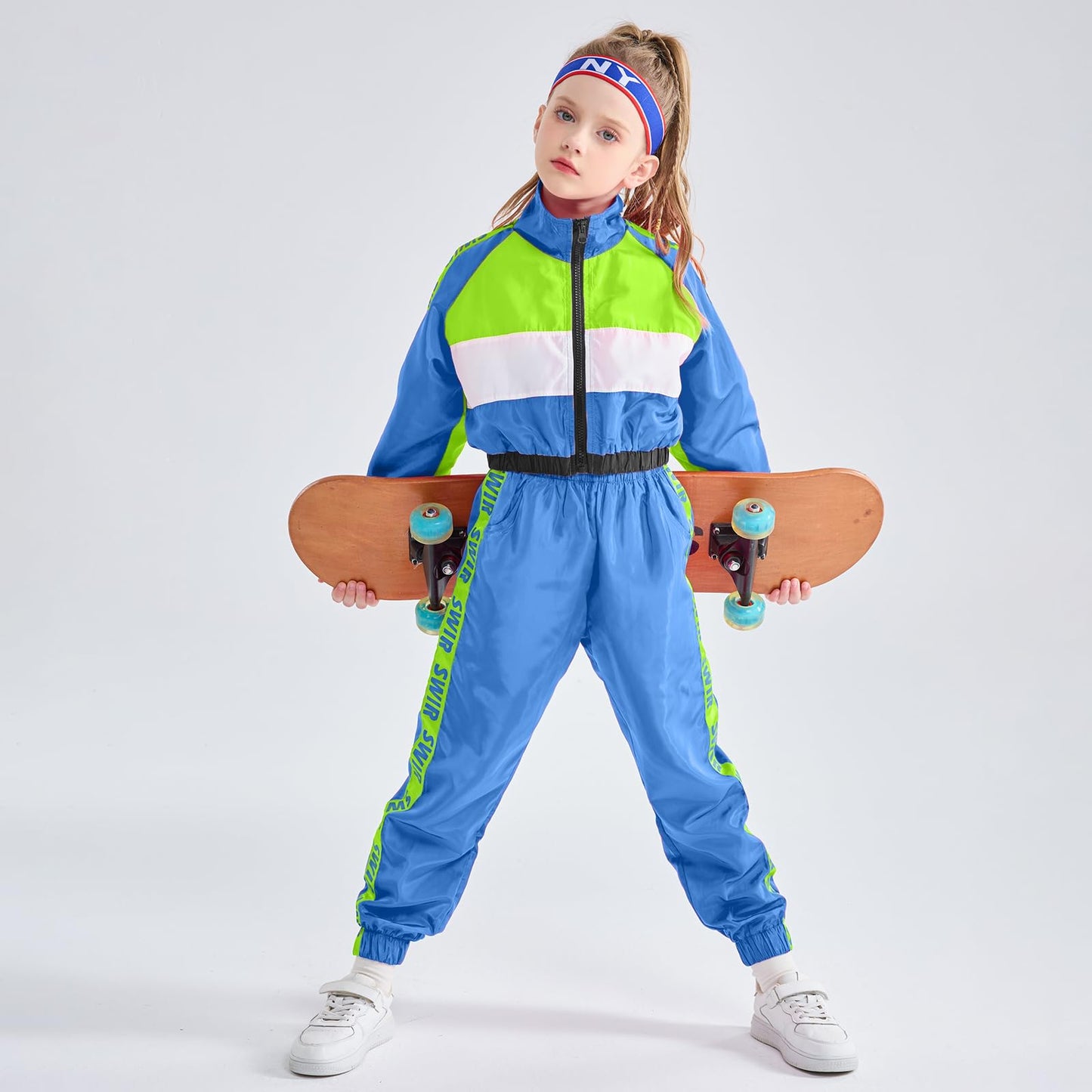 Lolanta Hip Hop Clothes Girls, Kids Dance Clothing Set, High Waisted Pants Sets, Girls Dance Wear Sets(9-11, Dark Blue)