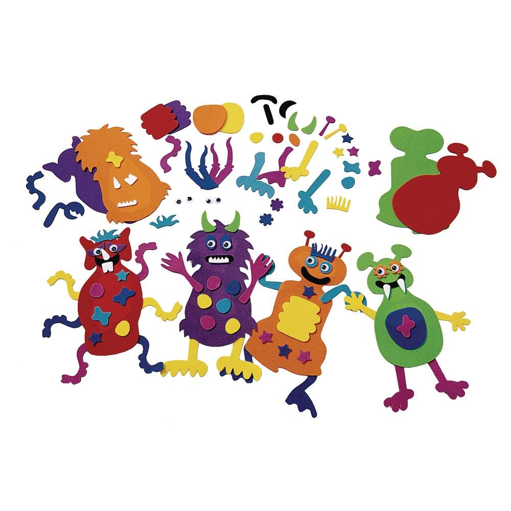 Colorations MONSTERS Foam Monster Making Kit for Kids, Kit for 12, Imagination, Halloween, SelfAdhesive, Arts & Crafts, Creatur
