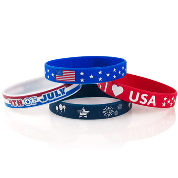 hexiaoxiao 36pcs 4th of July Rubber Bracelets Silicone Wristbands for independence day decorations Supplies fourth of july Party