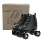 XUDREZ Classic Roller Skates High-Top Double-Row Leather Roller Skates for Women and Men (Black Black Wheel,9)