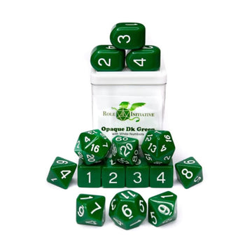 R4I Dice W/Arch'D4: Opaque - Dark Green W/White (15)