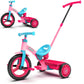 KRIDDO 3-in-1 Toddler Tricycle for Kids 18 Months to 3 Years, Tricycle for 2 Years with Parent Steering, Extra Wide Seat, Large 
