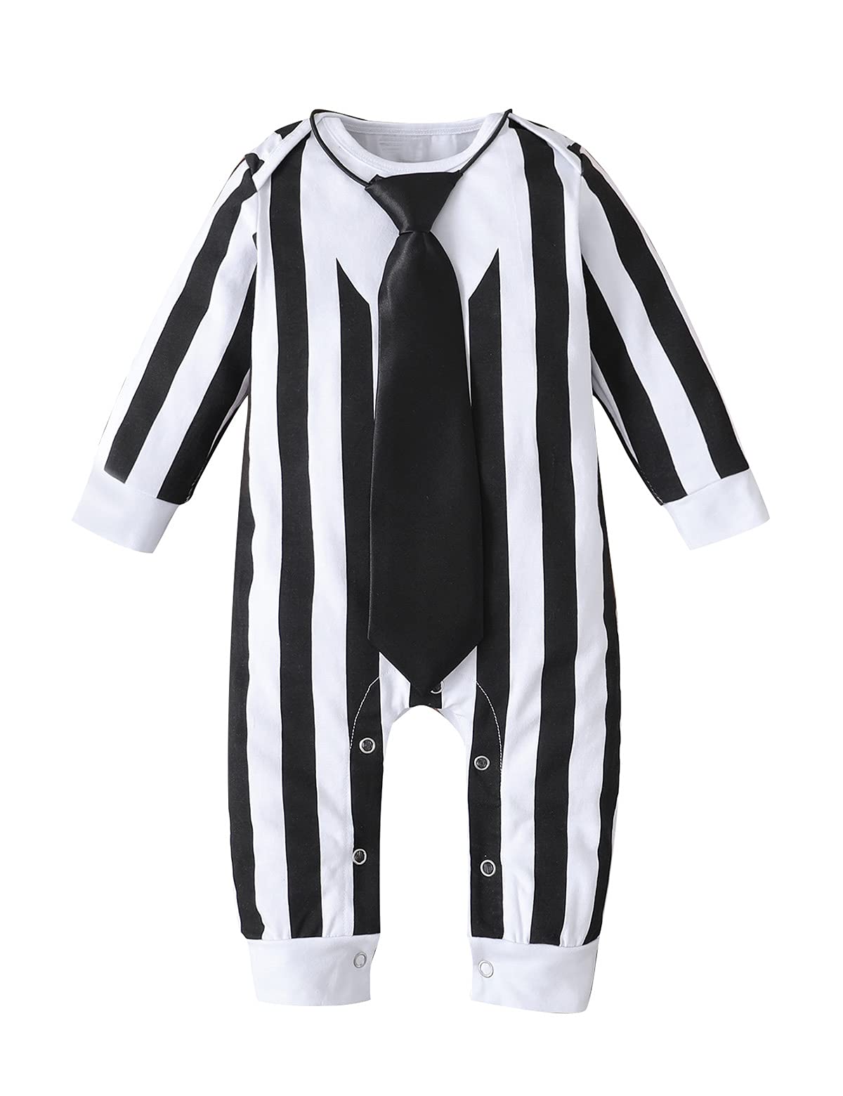 Singcoco Baby Boy Halloween Costume Outfit Newborn Striped Romper (Black,12-18 Months)