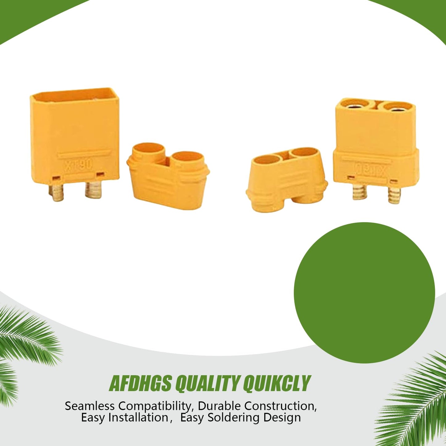 AFDHGS XT90 Connector Set with Solder Point Cover Caps (24pcs) - Upgraded Gold-Plated Copper for RC Vehicles and Electronics