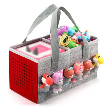 Seracle Carrying Case Travel Felt Bag Compatible With Toniebox Starter Set And Tonies Figurine (Gray+Red)