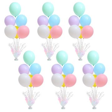 6 Set Pastel Birthday Decorations Rainbow Party Table Balloons Centerpiece Stand Kit For Girls Baby Shower Birthday Party Wedding Prom Table Decorations