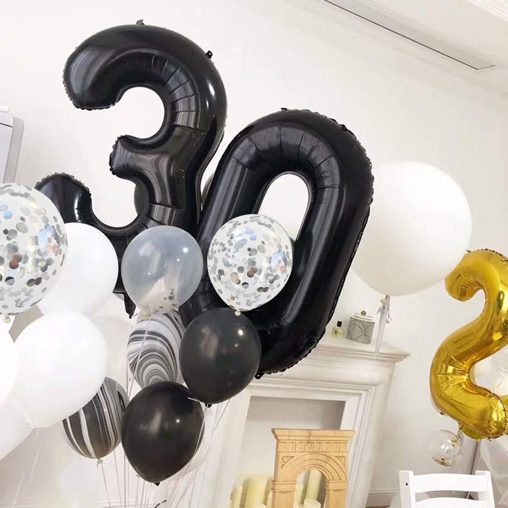Toniful 40 Inch Black Large Numbers Balloons 0-9,Number 3 Digital 3 Helium Balloons,Foil Mylar Big Number Balloons For Birthday