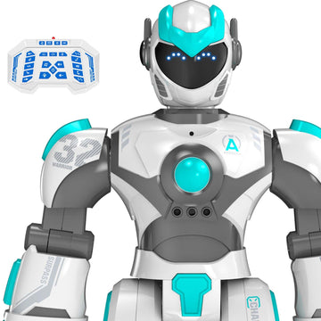 Stemtron Robot Toys For Kids, Programmable Remote Control Robot With Gesture Sensing, Voice Control & Led Face, 15 3/4'' (White)