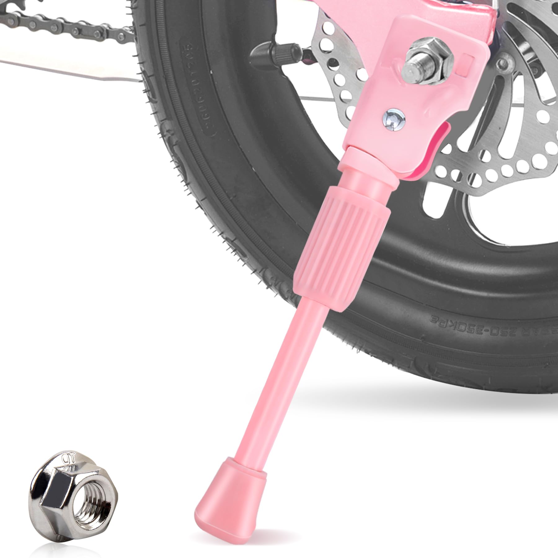 LEICHTEN Kickstand for Kids Bike, Kids Bike Kickstand for 18 Inch Wheel Childrens Bicycle Single-Side Kick Stand Rear Mount Bikes Support Racks Pink for Girls and Boys Bike, Non-adjustable -Like New