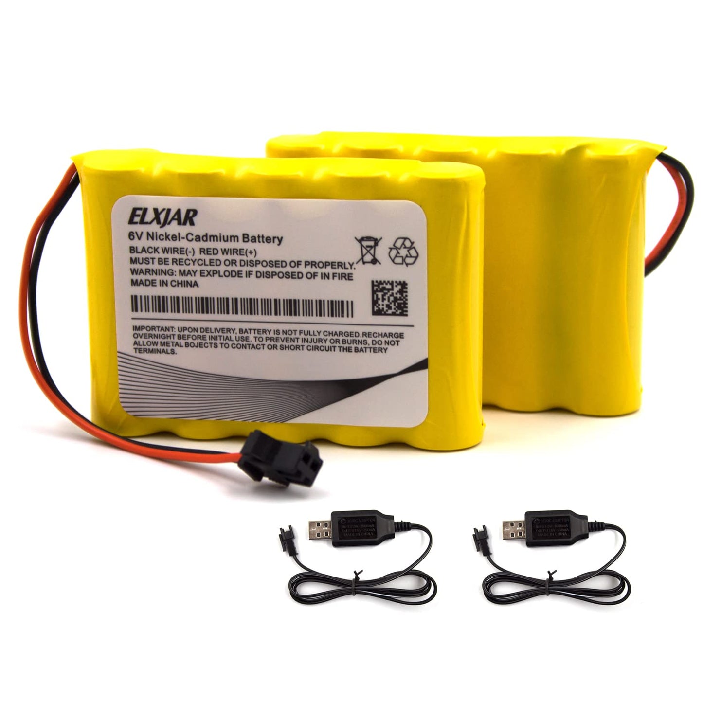 elxjar (2-Pack) 6.0V 800mAh Ni-CD AA Rechargeable Battery Pack Replacement for Amphibious RC Cars, 11-Channel RC Excavator, Truc
