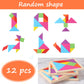 Meooeck 12 Pack Tangrams Wooden Puzzles Tangrams Classroom Set For Kids Shape Puzzles Brain Logic Blocks For Games Educational G