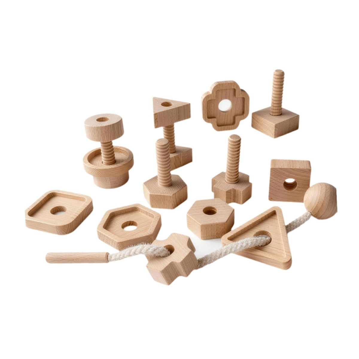 STYLEHEAVEN Wooden Lacing Toy Interactive Play Matching Stacking Toys for Children Gifts