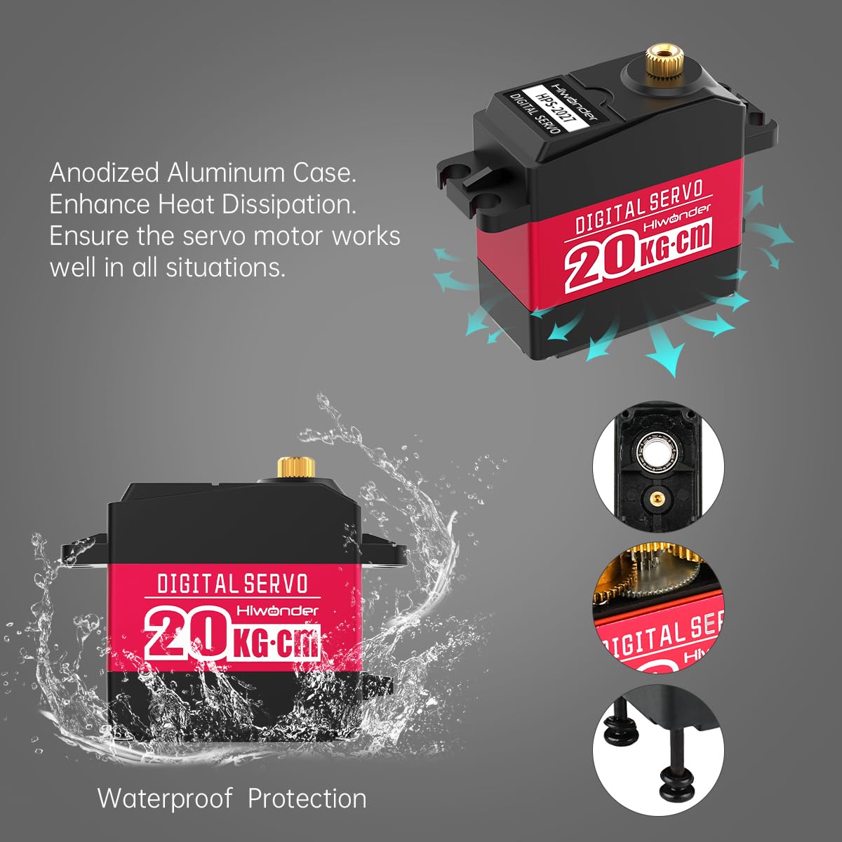 25Kg Rc Servo High Torque Servo Motors, Waterproof Full Metal Gear Steering Servo For Rc Car Robotic Arms Robot Diy, Digital Ser