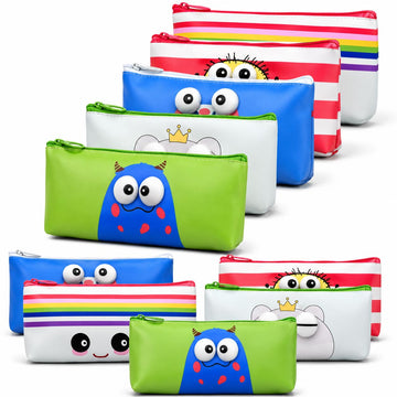 Finemoe 3D Pencil Pouch For Kids, Set Of 10 Waterproof Pencil Case & Pen Holder, Cute School Stationery Pouch, Birthday Party Re