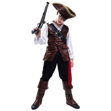 Pgond Boys Deluxe Pirate Costume With Hat (M/7-9Y)
