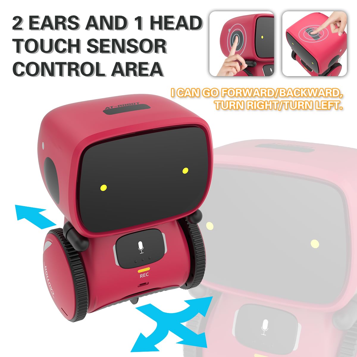 98K Robot Toys - Rechargeable Interactive Talking Robots with Voice & Touch Sensors, Red, Plastic, for Kids Age 3+