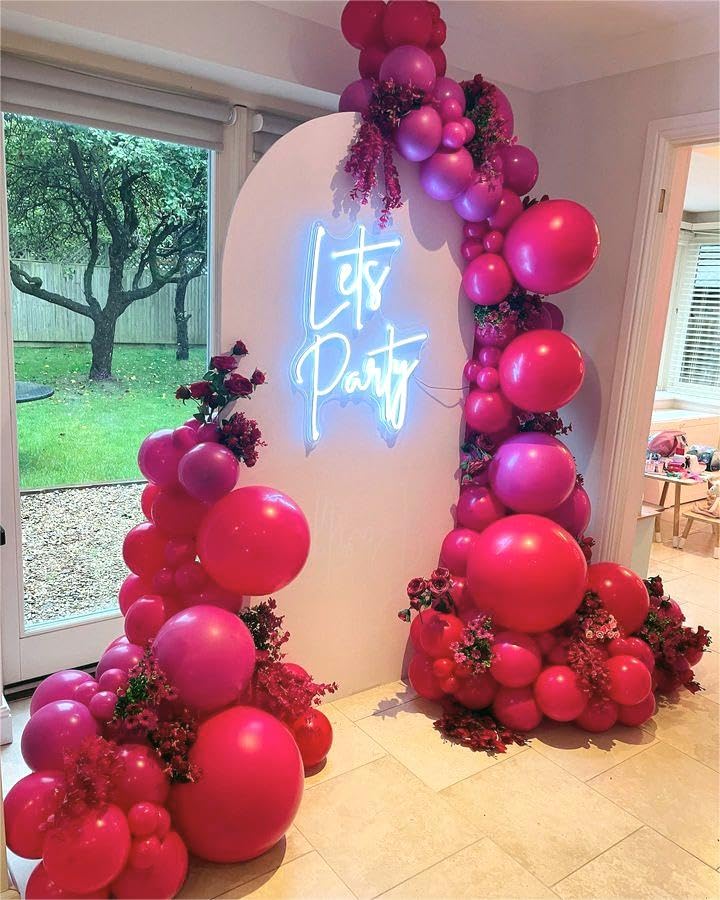 Bezente Hot Pink Giant Balloons 36 Inch - 8 Pack Jumbo Pink Balloons Large Round Hot Pink Latex Balloons For Wedding Baby Shower