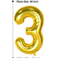 Aule 40 Inch Big Gold 3 Balloon Number Large Foil Helium Number Balloons 0-9 Jumbo Giant Happy 3Rd Birthday Party Decorations Fo
