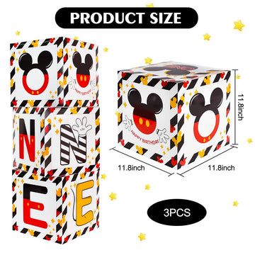 Toniful Mouse 1St Birthday Party Supplies Red Yellow Black Balloon Box With Letters