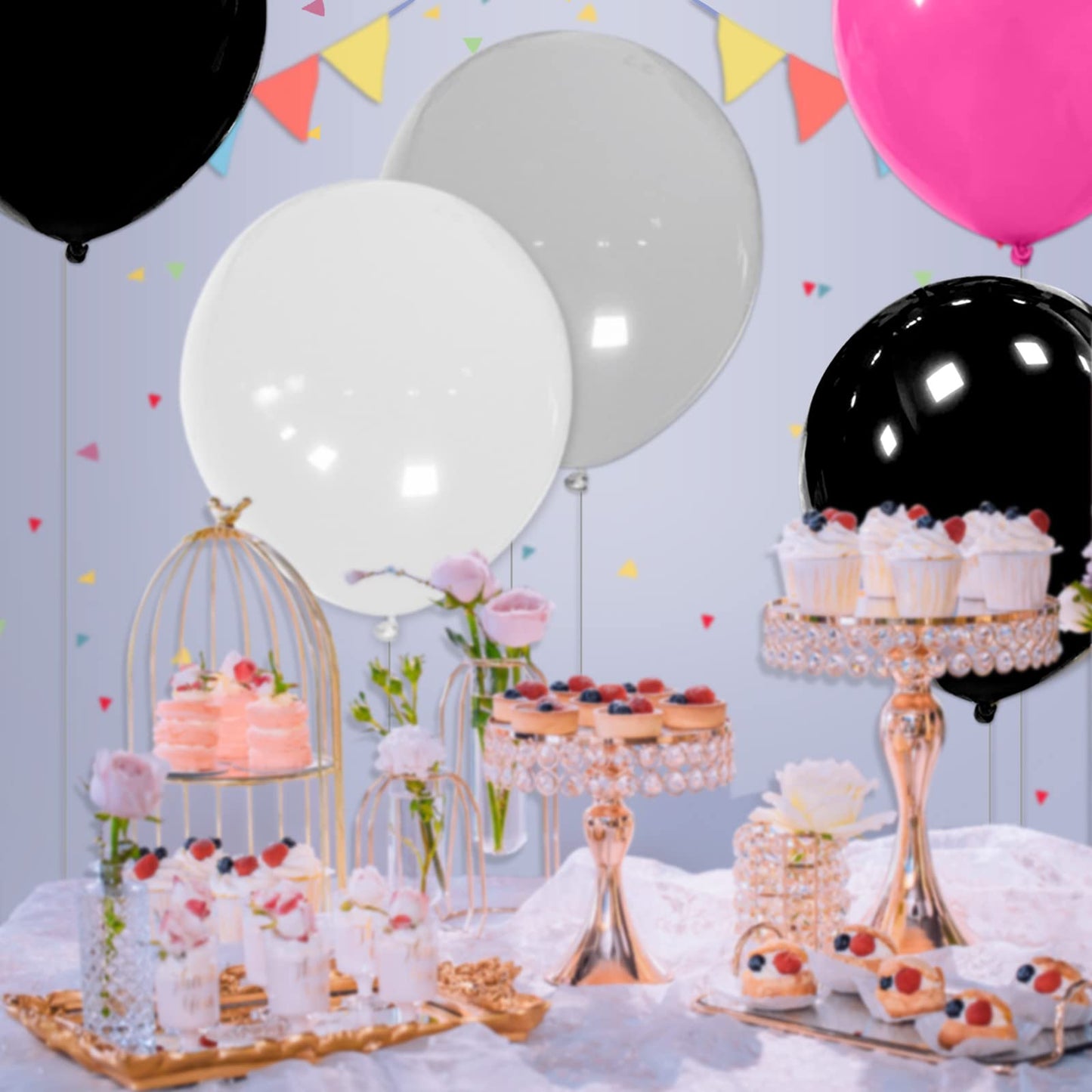 32Pcs Black Big Balloons 18 Inch, Round Large Latex Party Balloons For Birthday Wedding Decorations. (Black)