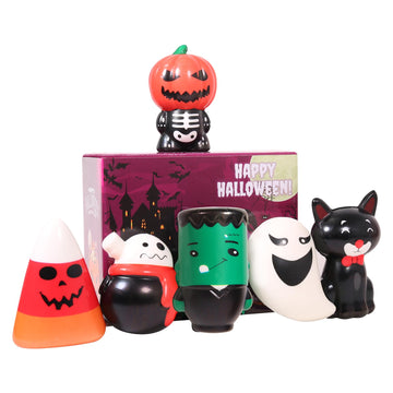 New 6 Packs-Halloween Squishies Toys Slow Rising, Gift Box Includes Ghost: Vampire,Pumpkin,Skull,Black Cat,Mummy,Bat, Halloween
