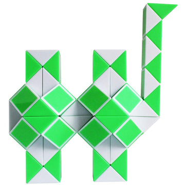 Mipartebo Magic Snake Cube Twist Puzzle - Large Green Fidget Toy, 72 Wedges, PS Plastic, Gift for Kids & Teens