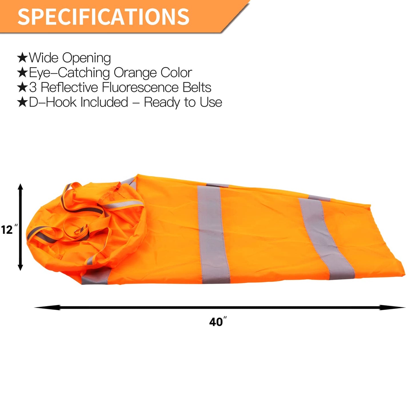 Anley 40-Inch Windsock - Rip-stop Polyester Wind Direction Sock - Orange