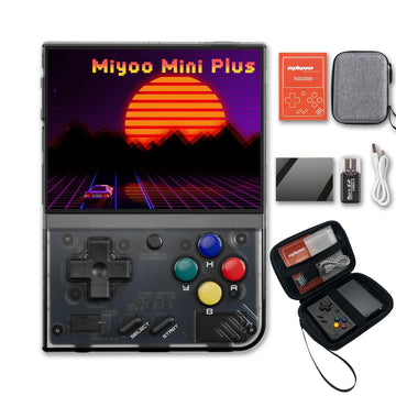 Fingerevo Miyoo Mini Plus Handheld Game Console 3.5-Inch 640 * 480 Ips Screen 3000Mah Miyoo-Mini+ With Portable Case Transparent