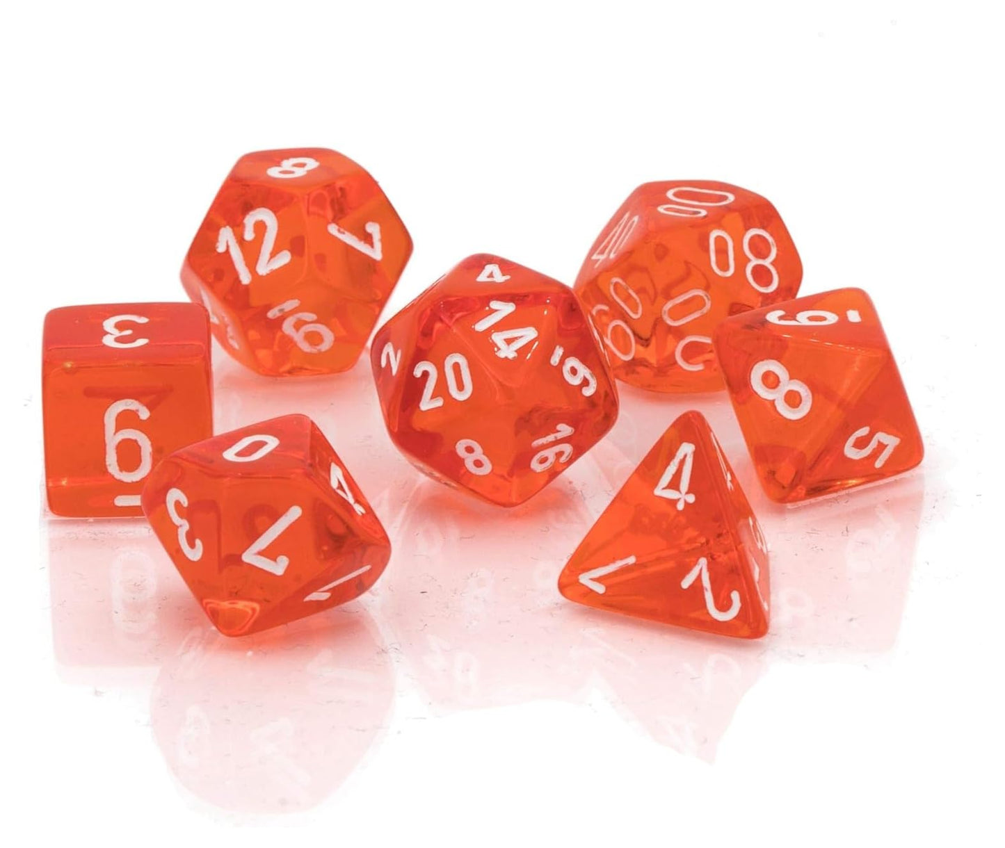 chessex Manufacturing cHX23073 Board game cube - Translucent Orange & White - Set of 7
