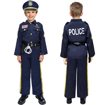 Beikeetoo Police Costume For Kids Cosplay, Exquisite Police Officer Costume For Kids Costumes Boys Girls, Dress Up Police Unifor