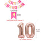 10Th Birthday Decorations For Girls, Birthday Banner Double Digits Rose Gold Glittery Banner Number 10 Balloons 10Th Confetti La