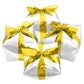 Deermon 4 Pack Silver Christmas Square Cube Shape Gift Box Party Balloon With Gold Ribbon, Aluminum Mylar Present Xmas Decoratio