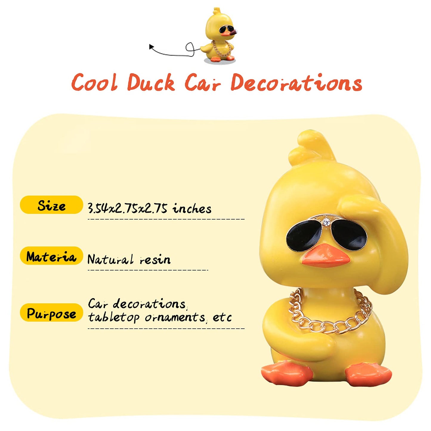 Wonuu Cute Yellow Duck Toy Car Ornaments Cool Duck Car Dashboard Decorations Shaking Head Doll