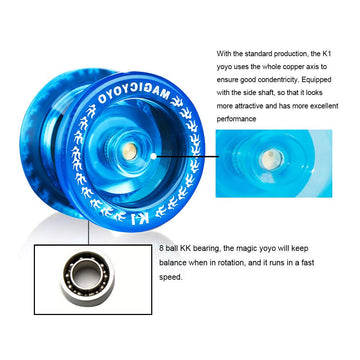 Pack Of 2 Yoyos - Magicyoyo K1 Responsive Yo Yo Green & Crystal Blue Yoyo With 2 Yoyo Sacks + 12 Strings And 2 Yo-Yo Gloves Gift