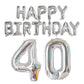 Happy Birthday Balloon Banner 40 Inch 40 Balloon Number 16 Inch Happy Birthday Letters Balloons Silver Foil Mylar Balloons For W