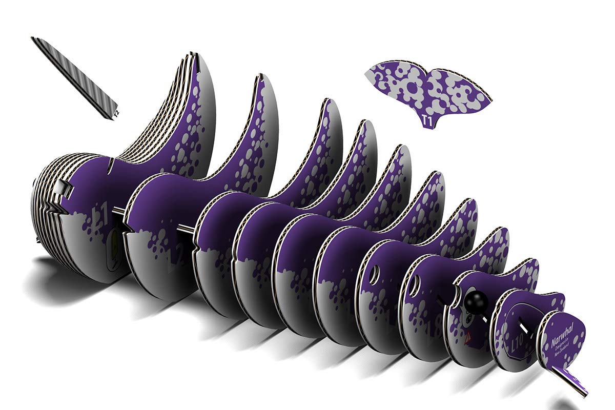 Eugy Narwhal 3D Puzzle, 23 Piece Eco-Friendly Educational Toy Puzzles For Boys, Girls & Kids Ages 6+