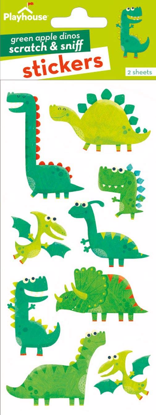 Playhouse Green Apple Scented Scratch & Sniff Sticker Sheets - Silly Dinosaurs 1 Pack