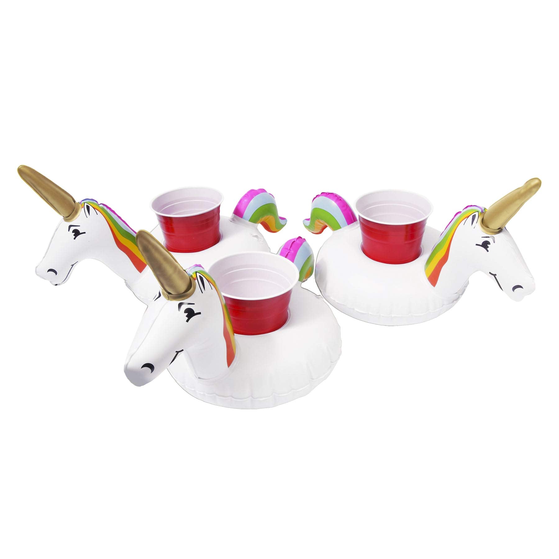 Gofloats Inflatable Pool And Hot Tub Drink Holders (3 Pack) (Choose - Unicorn, Flamingo, Palm Tree And More)